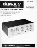 Dynaco PAS-3X - Owners Manual 